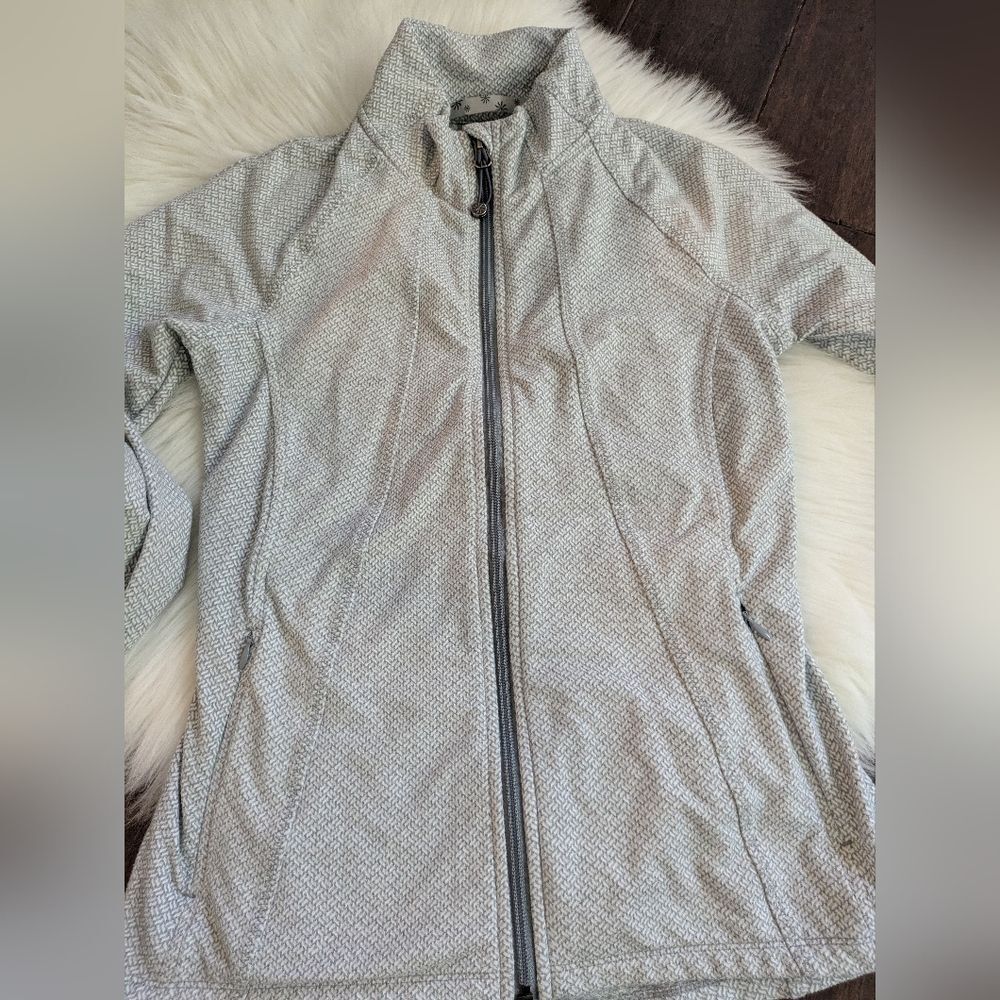 Athleta Criss Cross Hope Fitted Full Zip Up Gray Double Herringbone Jacket Sz XS - Picture 4 of 8
